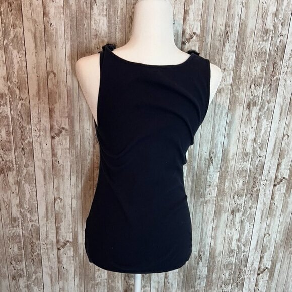 Tommy Hilfiger Navy Blue Tank Shirt with Fabric Rosettes size Large - Picture 4 of 5